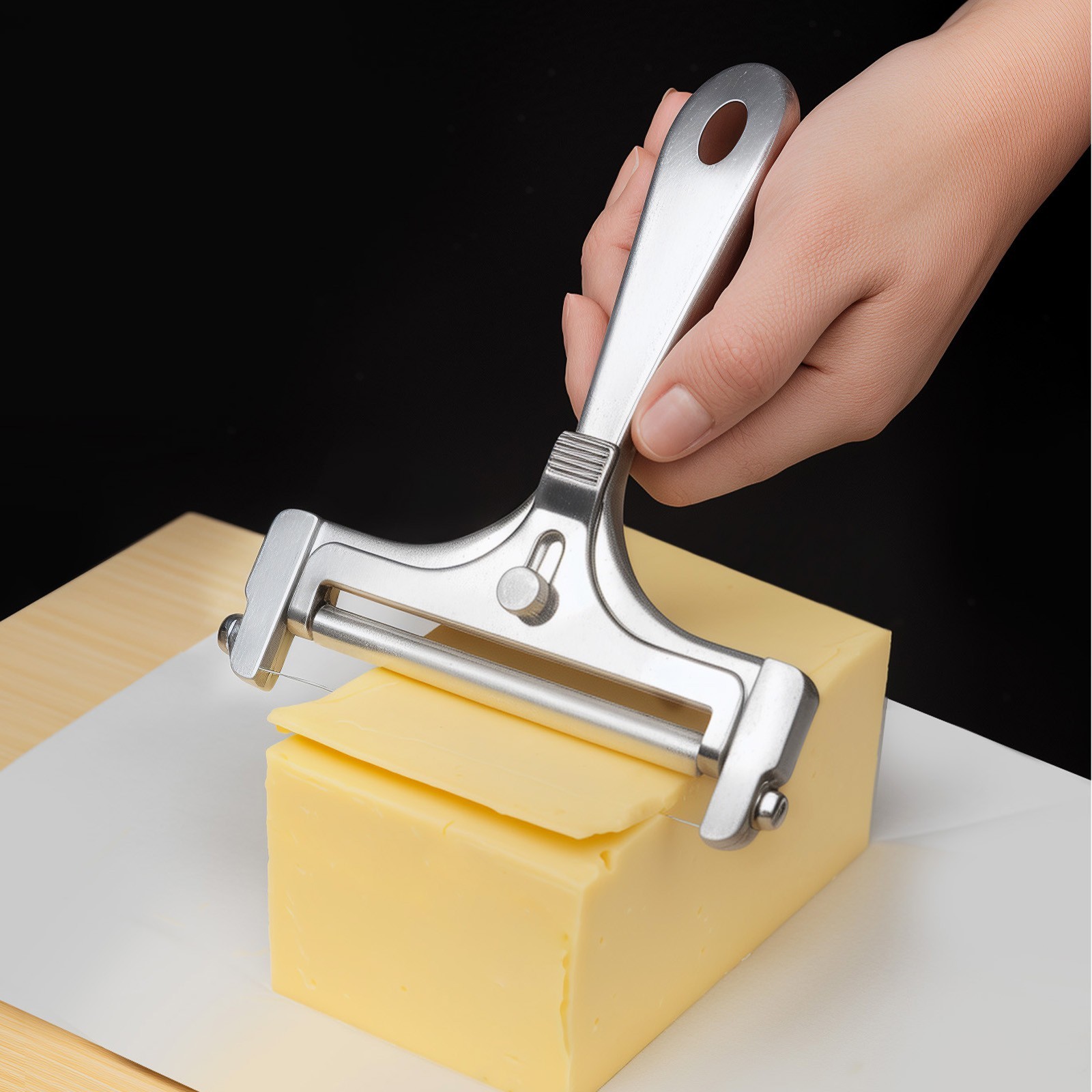 Stainless Steel Cheese Slicer Adjustable Thickness Wire Cheese Cutter Perfectly