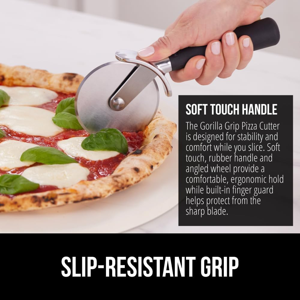 Bpa-Free Large Pizza Cutter Wheel, 9 Inch, Sharp Stainless Steel Blade, Slip Res