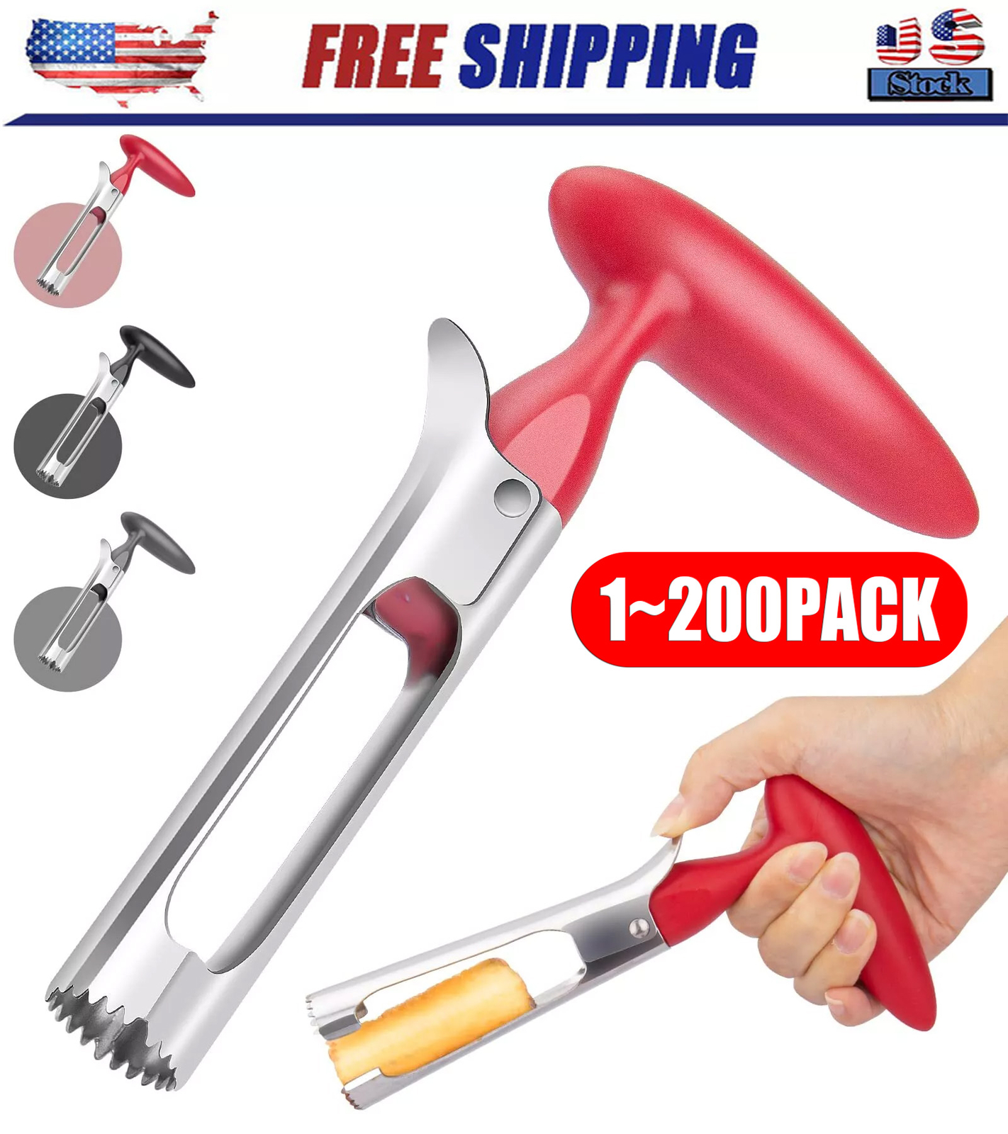Fruit Apple Corer Pear Tools Stainless Steel Kitchen Twist Easy Core Remover US