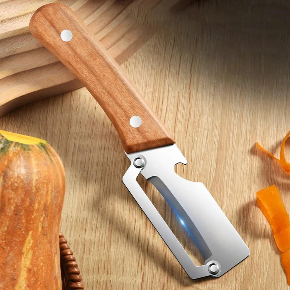 Stainless Steel Peeler with Wooden Handle Fruit Vegetable Slicer Kitchen Tool