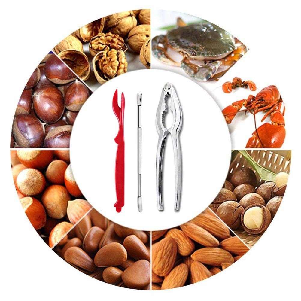 12 Pcs Crab Leg Crackers and Tools Set, Including 2 Crab Leg Crackers, 4 Red