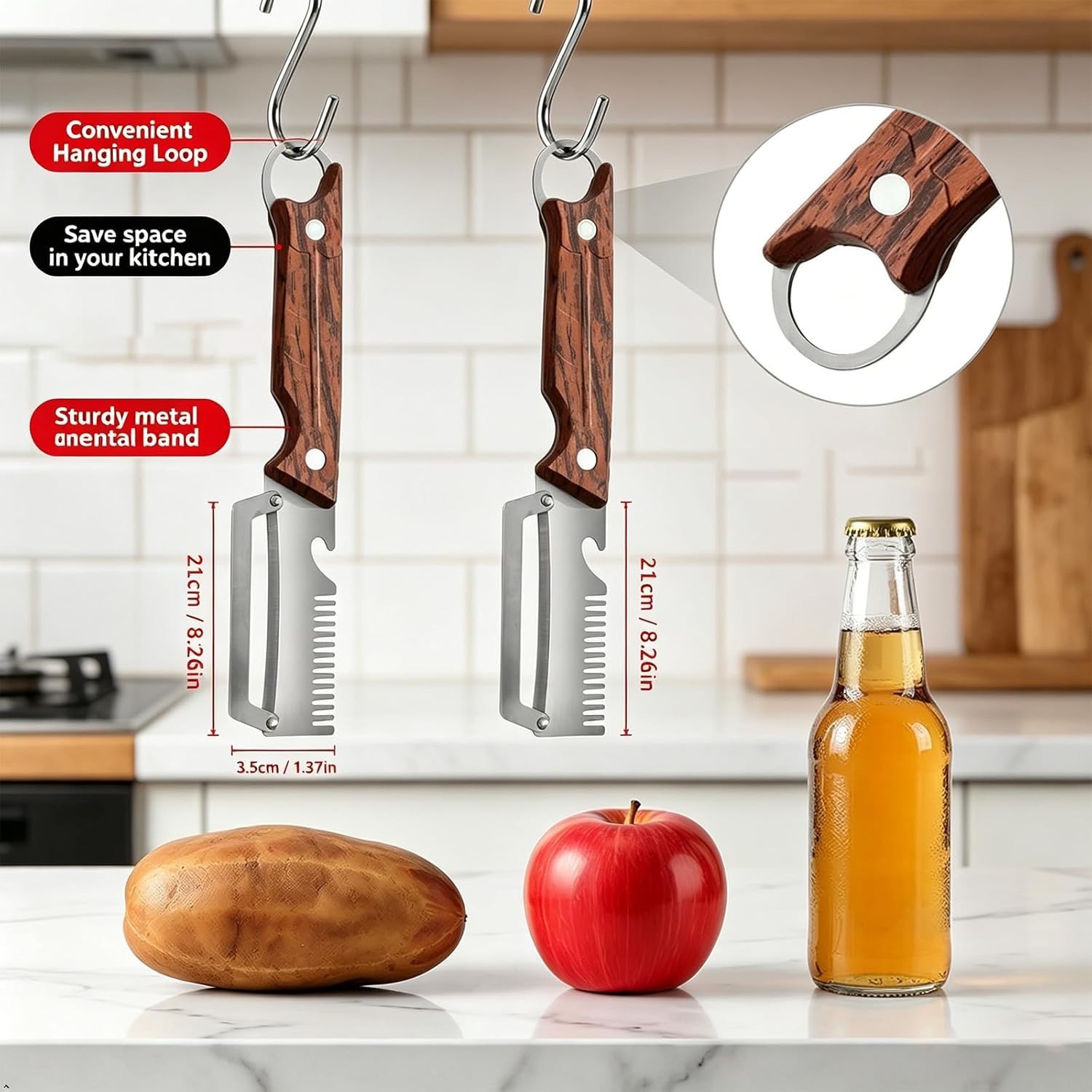 2Pcs Vegetable Peeler 3 in 1 Multi-Functional for Kitchen Stainless Steel Peeler