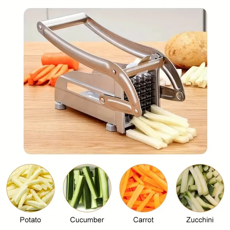 Vegetable Chopper French Fry Cutter Potato Slicer 2 Blade Stainless Steel Dicer