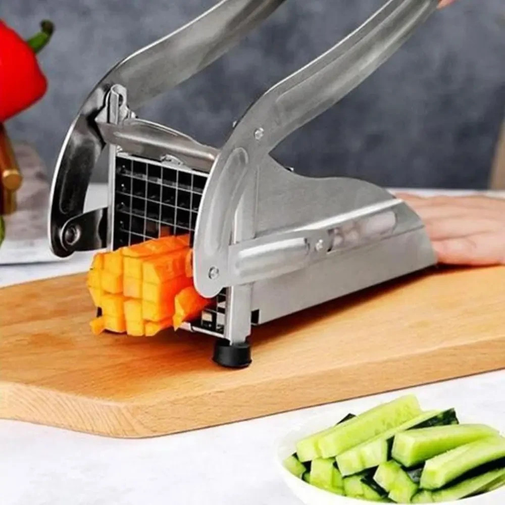 Manual Potato French Fry Cutter Slicer Chopper 2 Blade Sizes Heavy Duty Steel