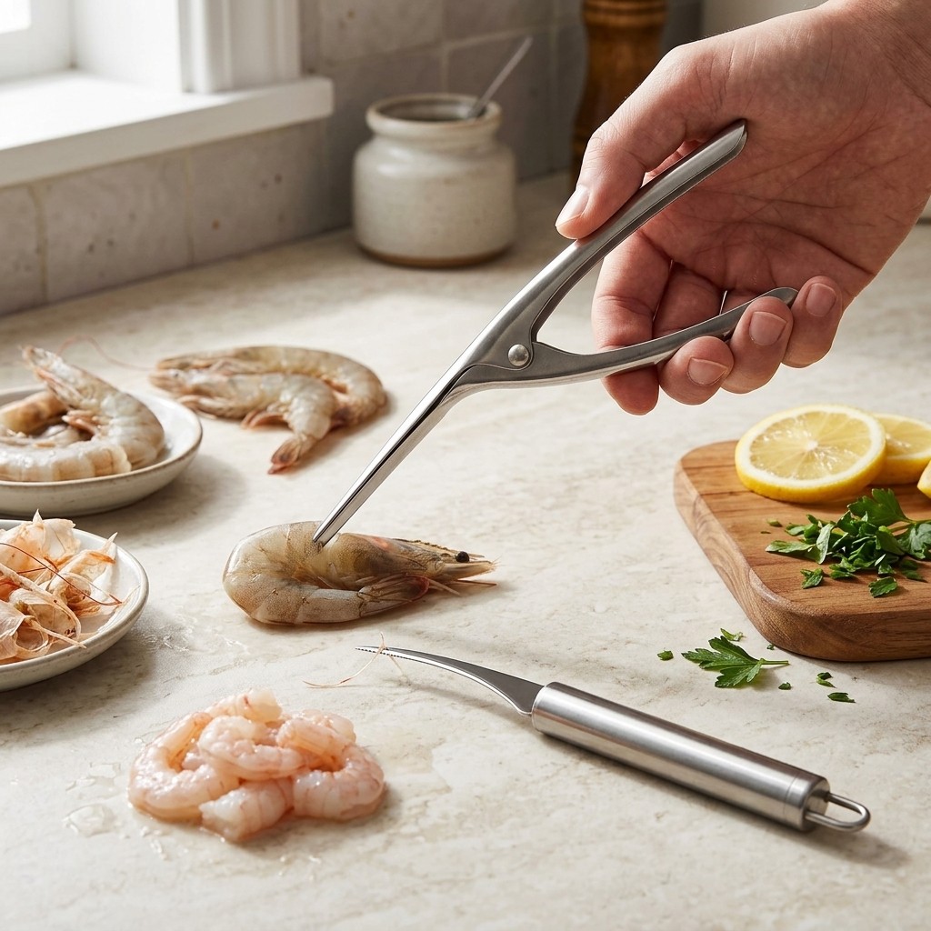 2Pcs Stainless Steel Shrimp Peeler&Deveiner Tool Set, Seafood Kitchen Tools