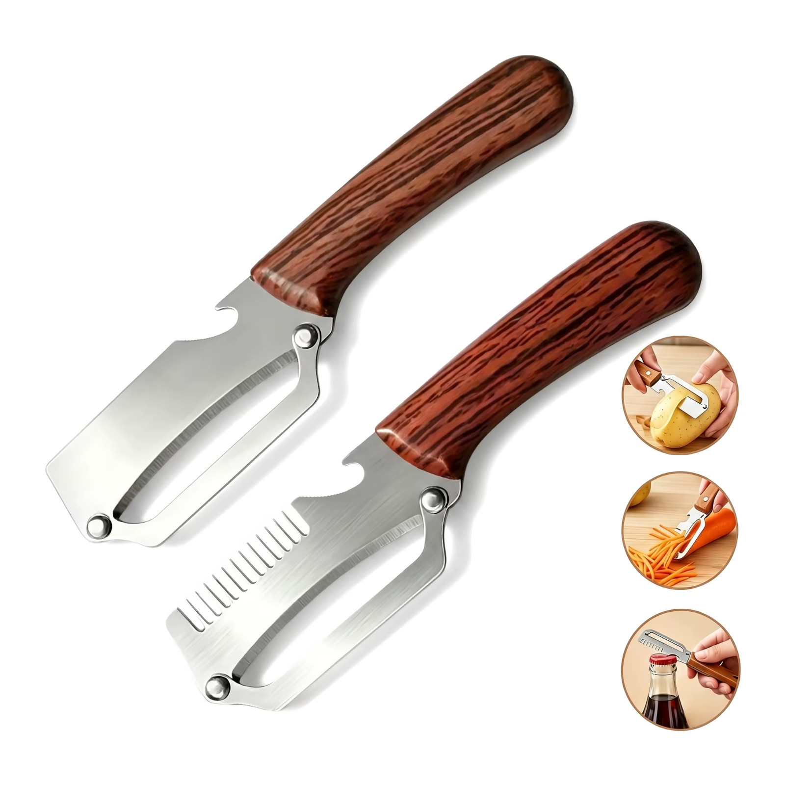 2Pcs Vegetable Peeler 3 in 1 Multi-Functional for Kitchen Stainless Steel Peeler