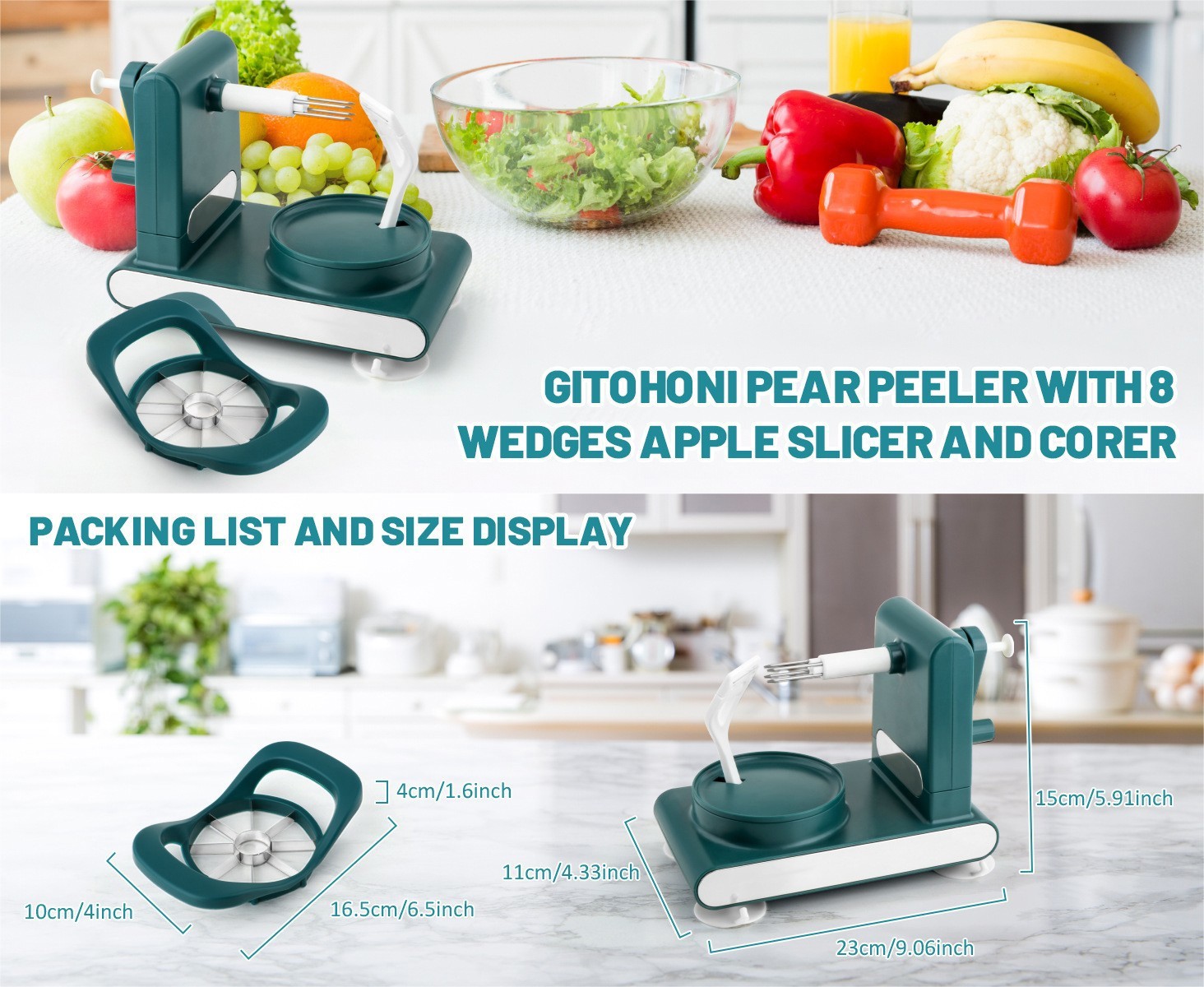 US Fruit Peeler Hand-Cranked Apple Peeling Machine Slicer Corer Potato Peeler