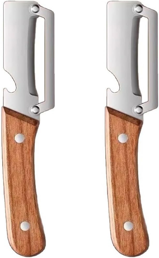 2 Pack 2 in 1 Multi Functional Vegetable Peeler with Bottle Opener and Wooden Ha