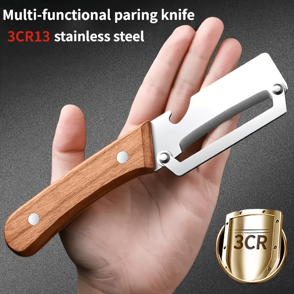 Multi-Functional Vegetable Peeler with Wooden Handle – 3CR13 Stainless Steel