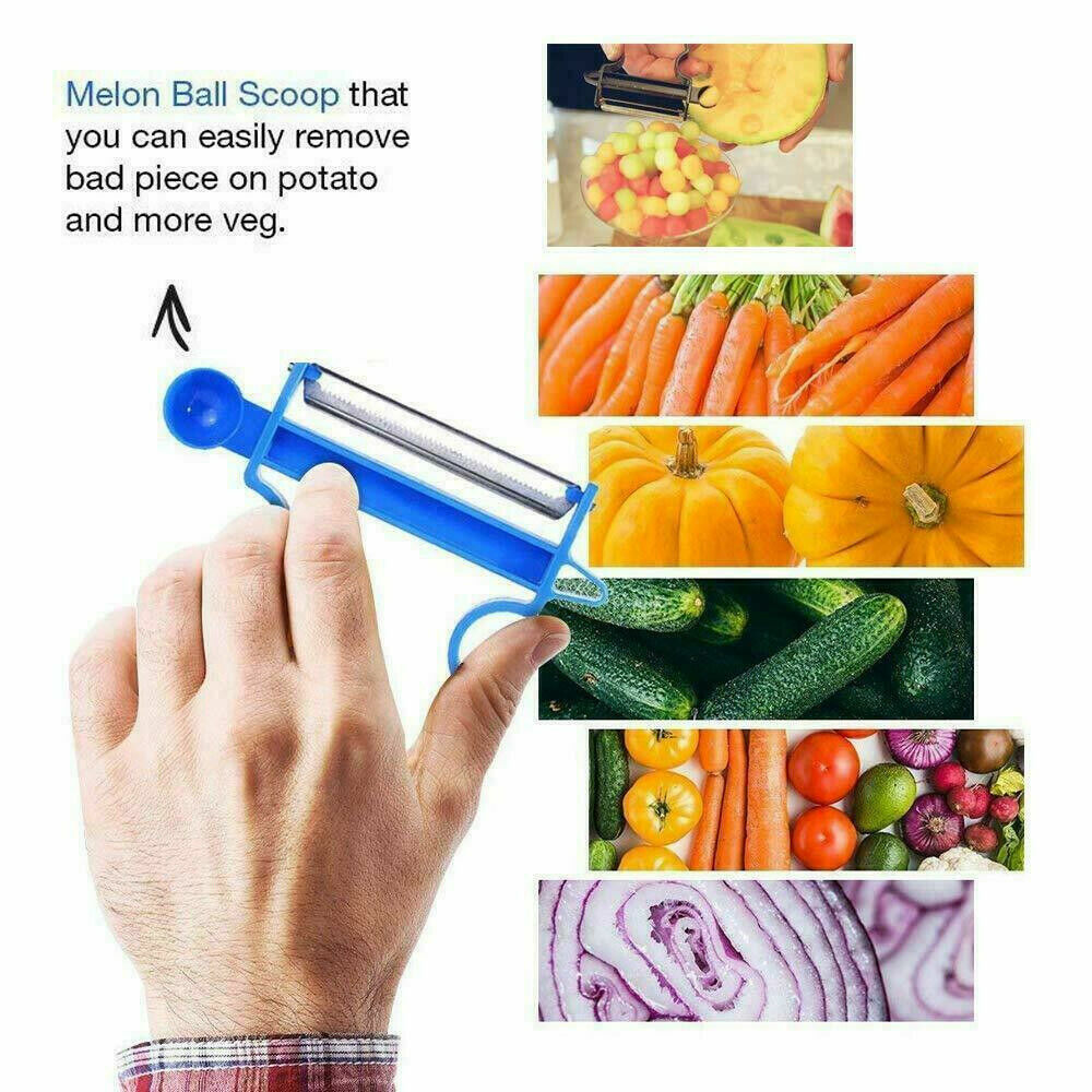 Vegetable Magic Trio Peeler Set Of 3 Fruit Slicer Julienne Stainless Steel