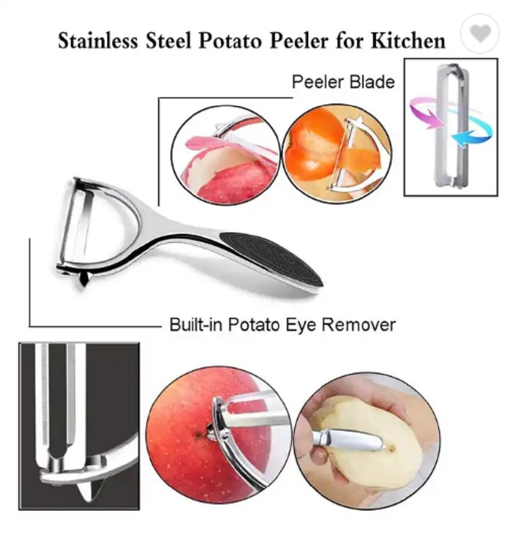 2 Stainless Steel Vegetable & Fruit Peeler Set – Non-Slip Handle Potato Peeler