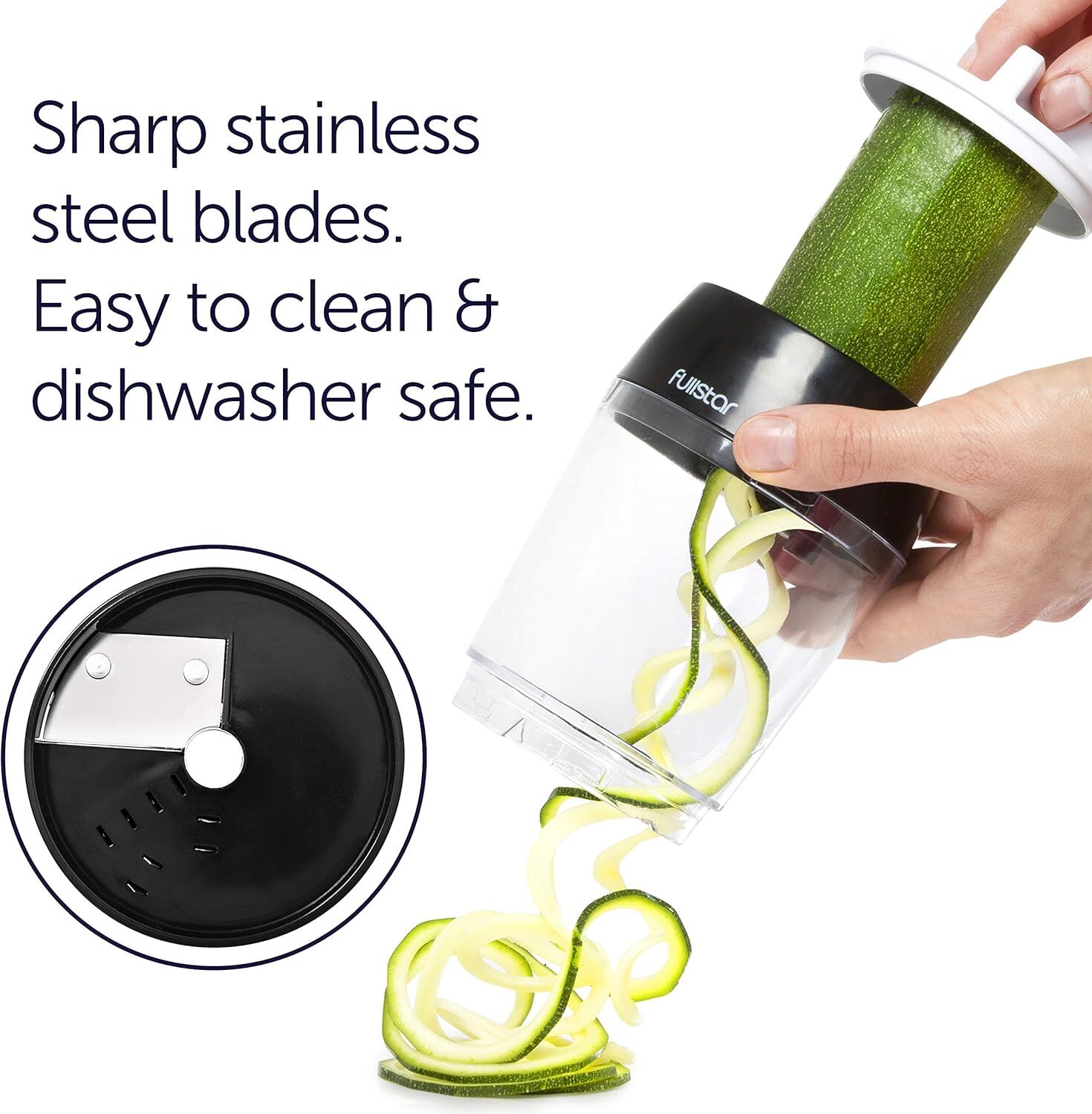 4 In 1 Black Food Slicer Compact Vegetable Spiralizer For Zoodles And Pasta