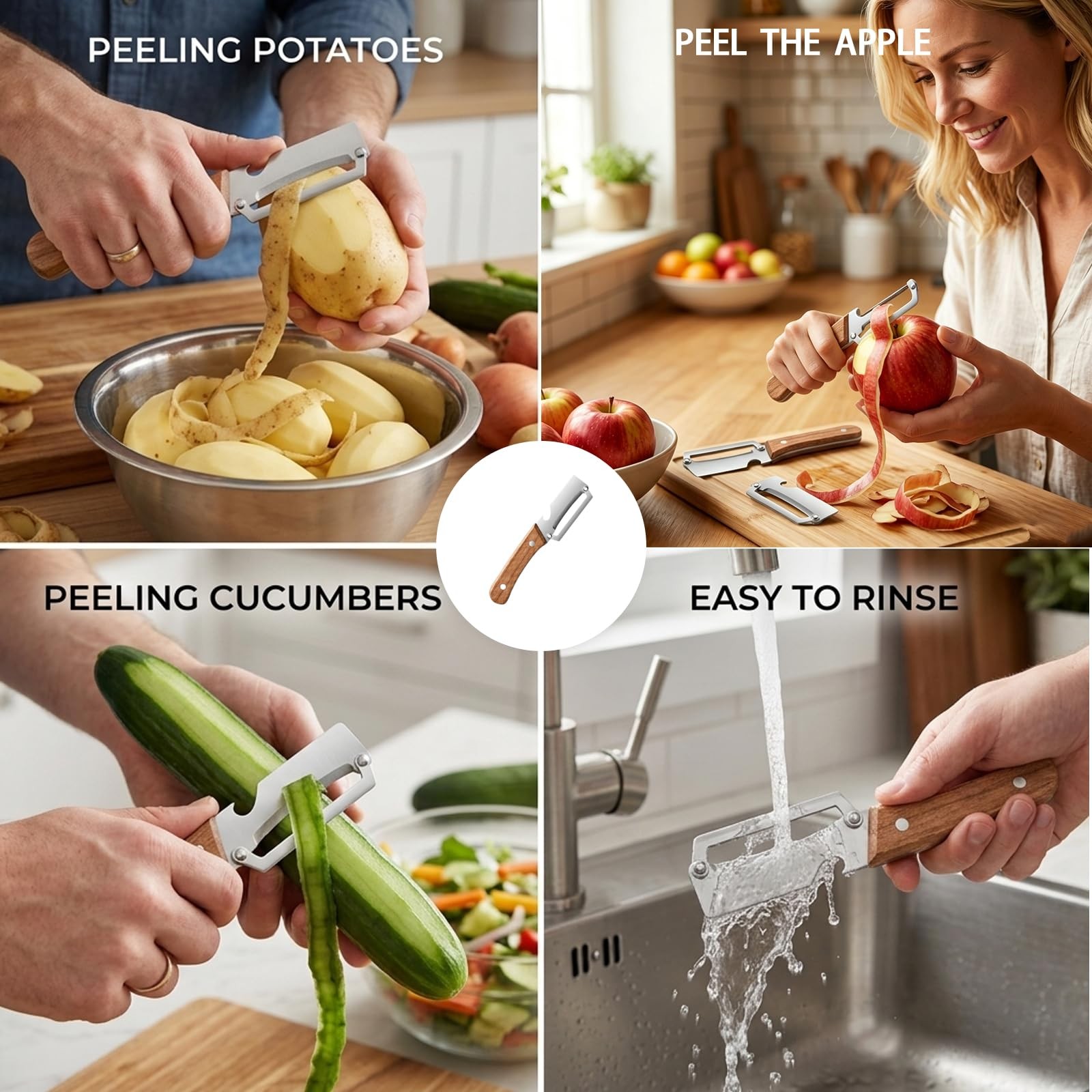 Peelers for Kitchen, Zero Snag Wooden Kitchen Tool, Multifunctional Vegetable…