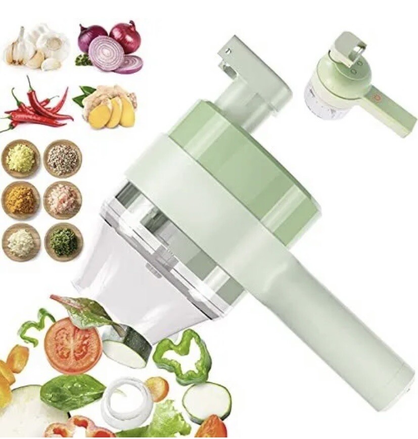 4 in 1 Handheld Electric Vegetable Cutter Set USB Charger Ginger Grinder Machine