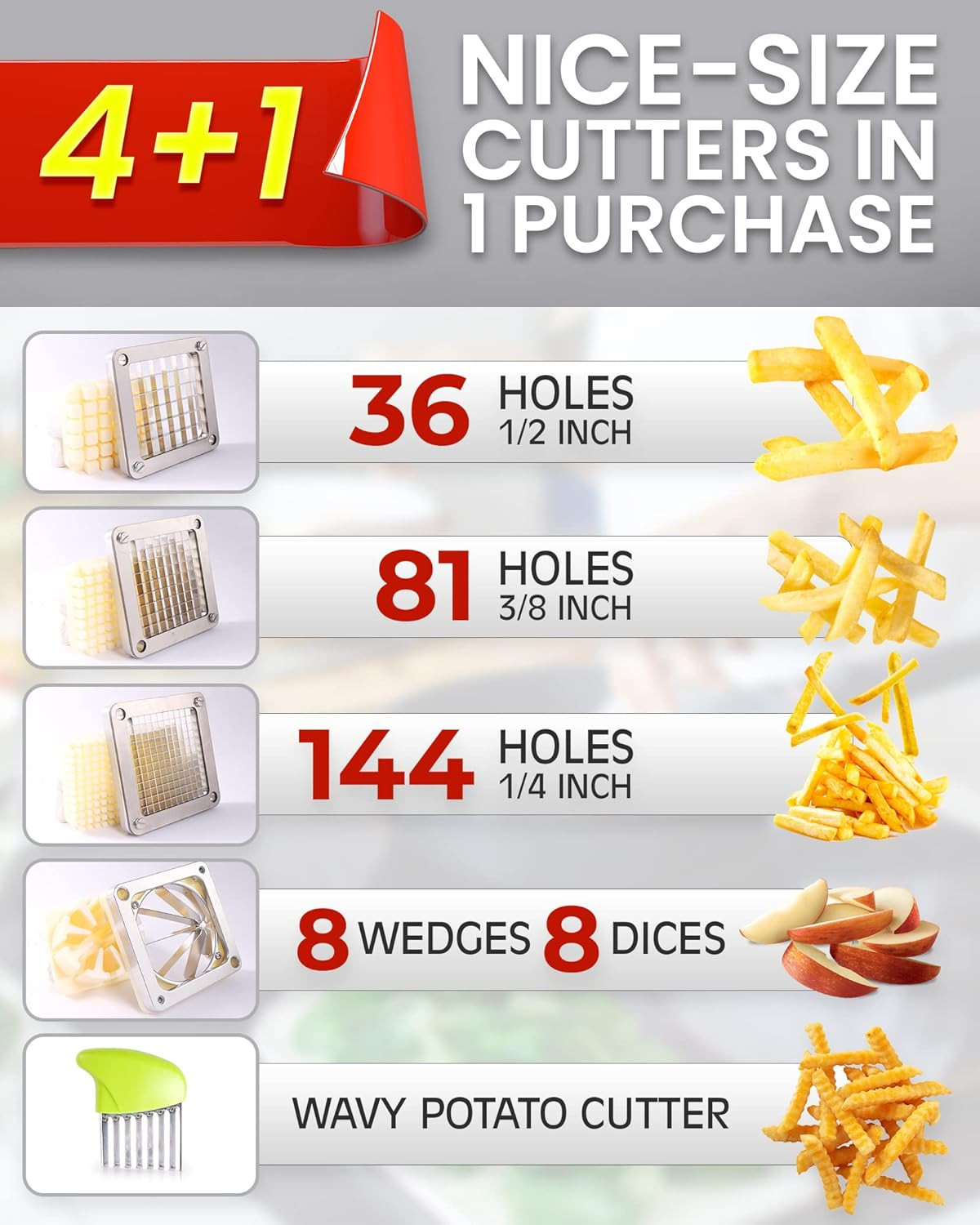 French Fry Cutter Commercial Potato Chopper Stainless Steel Vegetable Dicer Frui