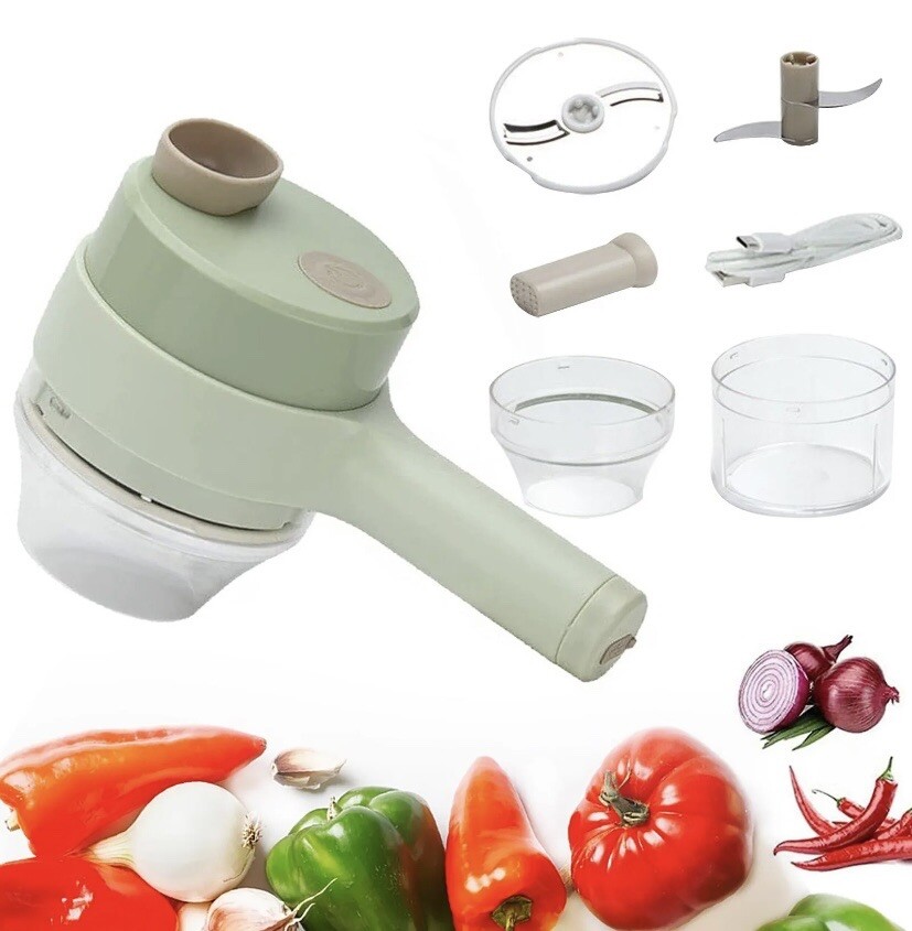 4 in 1 Handheld Electric Vegetable Cutter Set USB Charger Ginger Grinder Machine