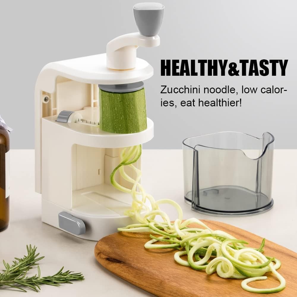 4-in-1 Vegetable Spiralizer Rotating Blade Noodle Maker Cutter Slicer White