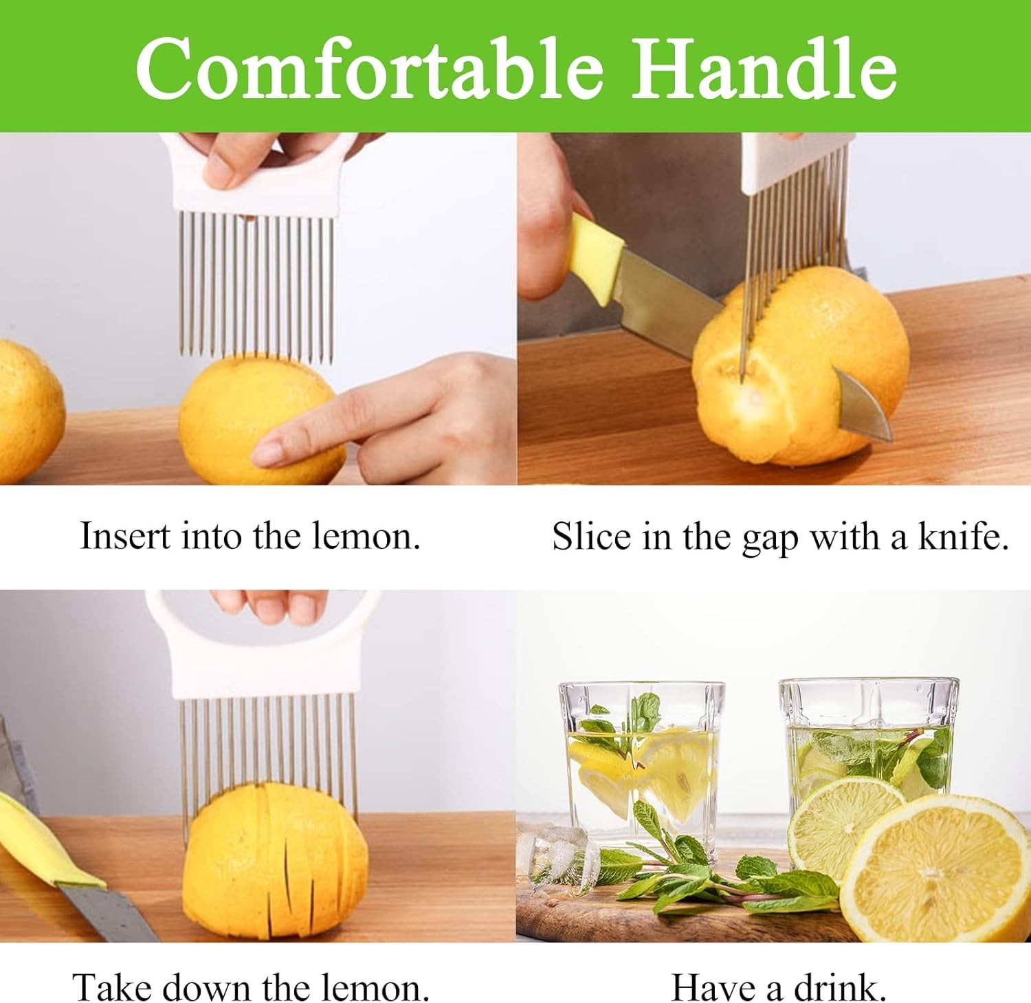 2PCS Stainless Steel Onion Slicer Holder & Vegetable Chopper Cutter Kitchen Tool