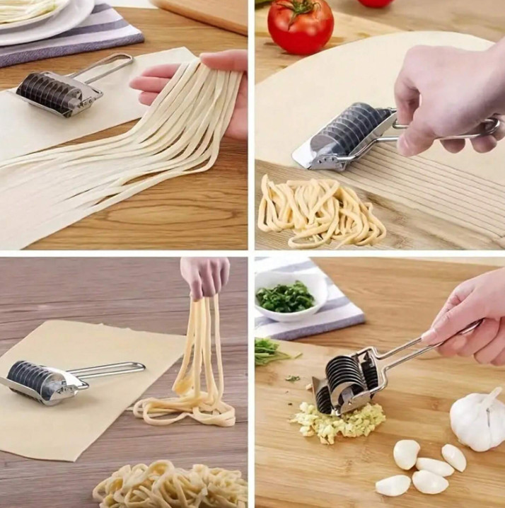 1 pc Stainless Steel Noodle Cutter Roller – Pasta Dough Slicer for Kitchen