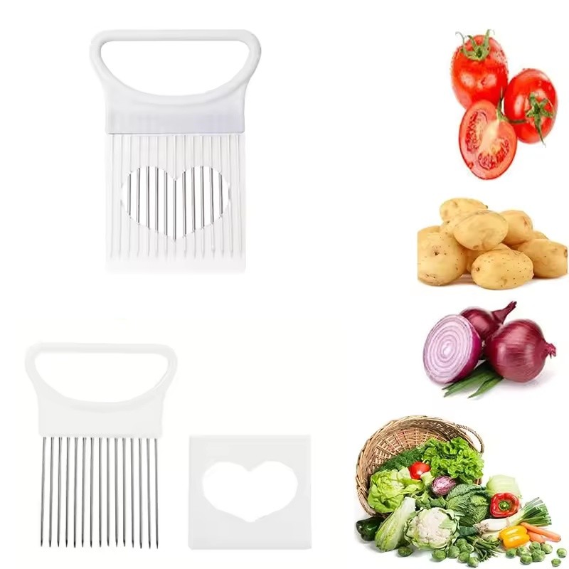 2X Stainless Steel Onion Holder – Veg & Meat Cutter with Prongs, Kitchen Gadget