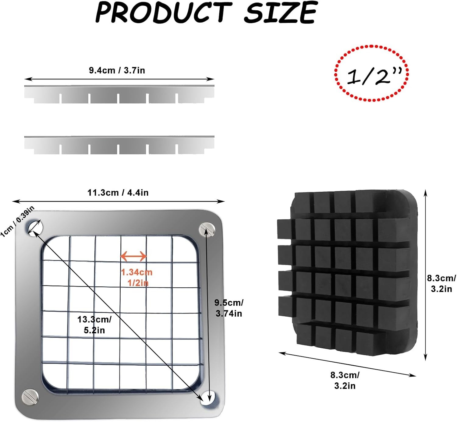 Replacement Chopper1/2‘’Blade Commercial Vegetable Chopper Dicer Stainless Steel