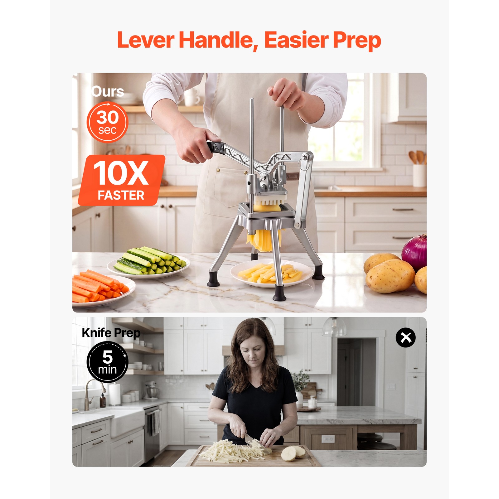 Uimoso Commercial French Fry Cutter with 4 Interchangeable Blades