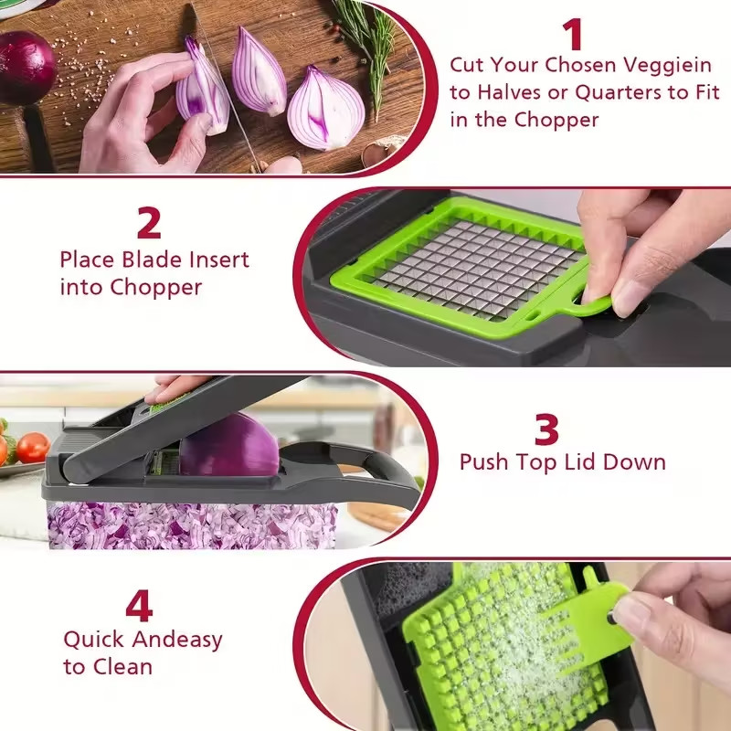 16-In-1 Vegetable Fruit Chopper Cutter Food Onion Veggie Dicer Slicer Kitchen
