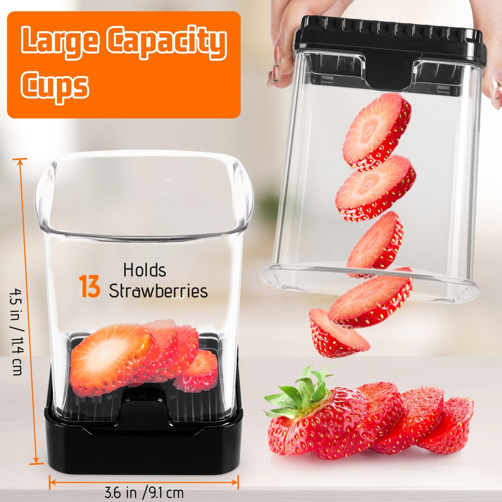 Kitchen Fruit Slicer Cup, Strawberry Banana Grape Egg Cutter with Push Plate