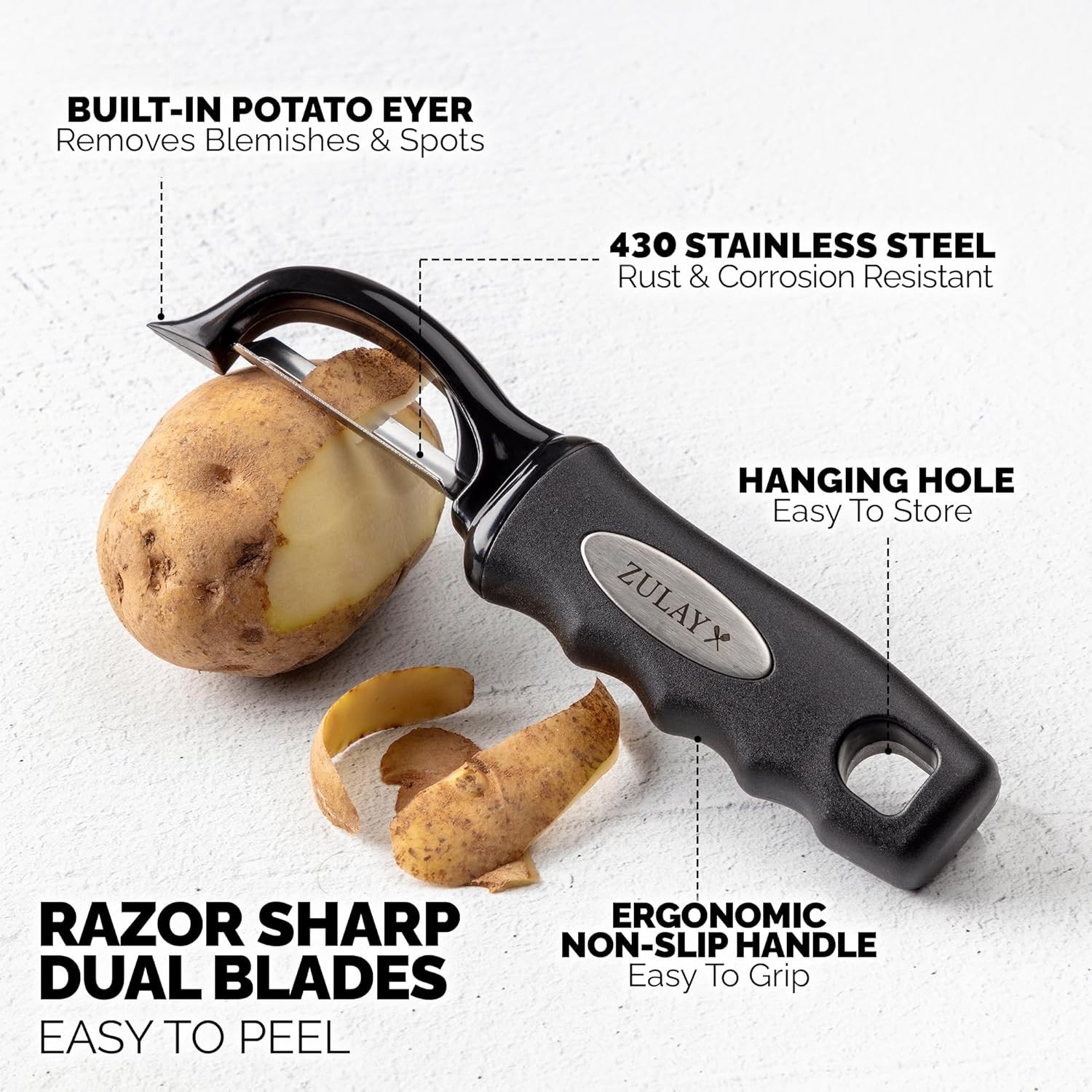 Ergonomic Vegetable Peeler with Dual Razor Sharp Blades for Effortless Peeling