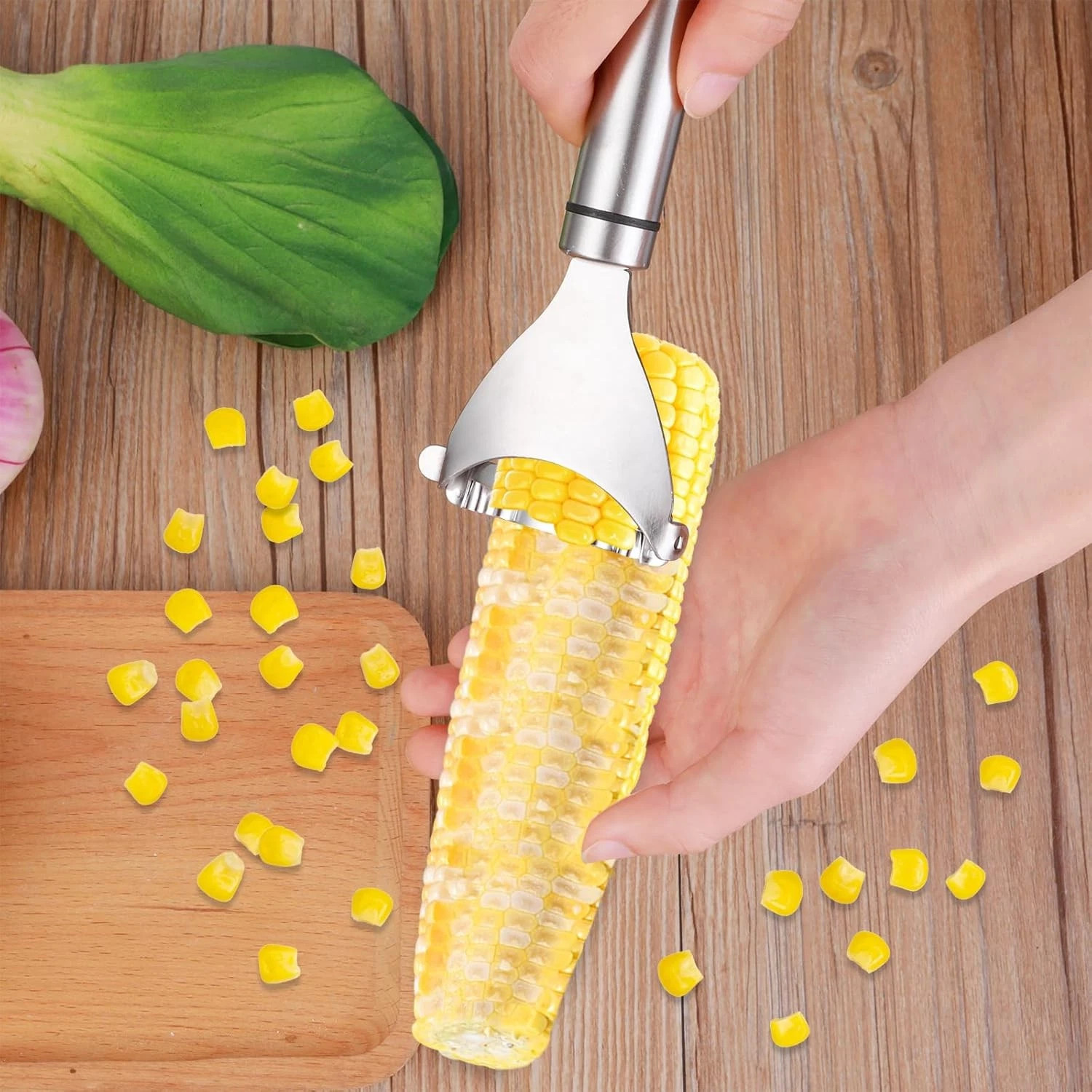 Stainless Steel Corn Cob Peeler Stripper Remover Kitchen Cutter Thresher Tool