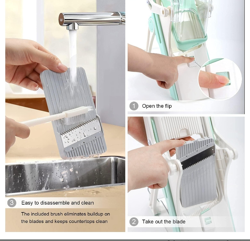 Safe Multifunctional Mandoline Slicer 5 in 1 Vegetable Chopper, Pro Food Chopper