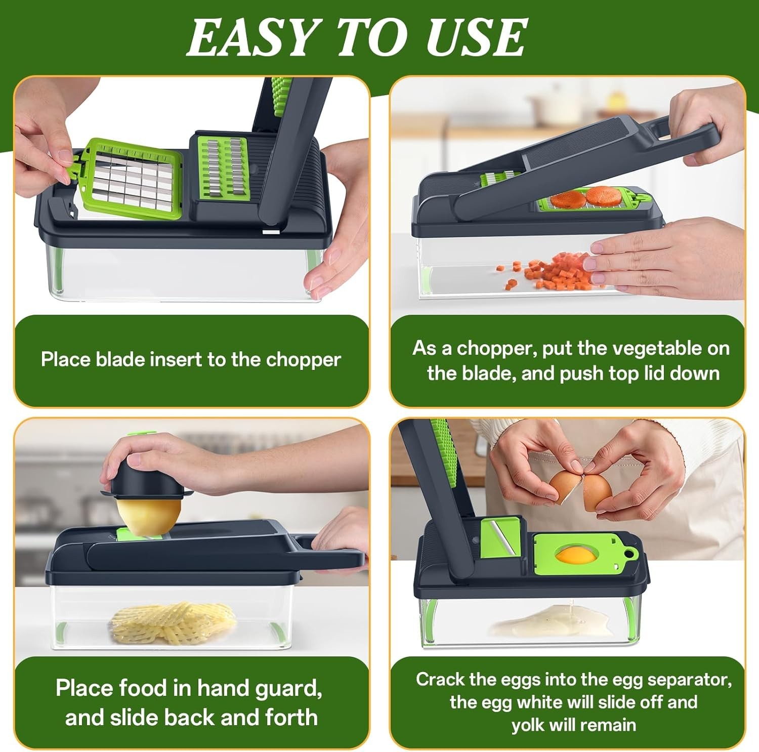 15-in-1 Vegetable Chopper with container,Veggie Chopper,Onion Chopzilla,Slicer