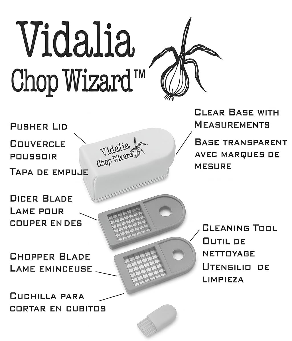 Vidalia Chop Wizard Vegetable & Fruit Chopper, 2~Cup Base, Stainless Steel