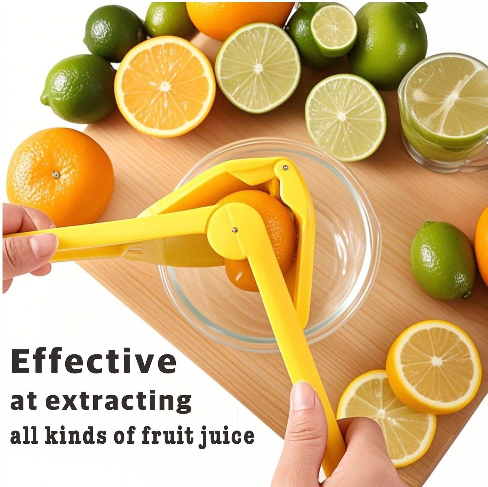 Lime and Lemon Juicer Press, Heavy Duty Manual Squeezer for Fresh Juice, Yellow
