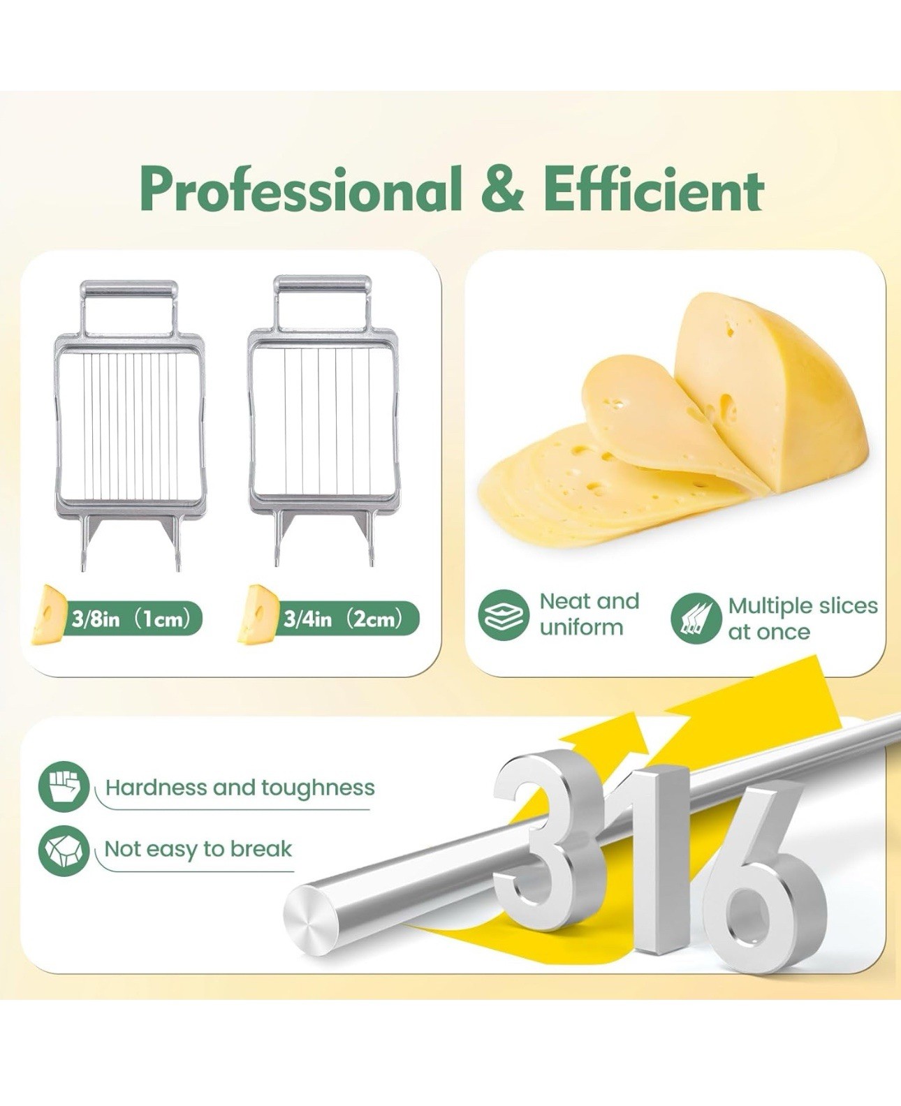 Huanyu Cheese Slicer Commercial Block Cheeses Cutter Board with 316 Stainless St