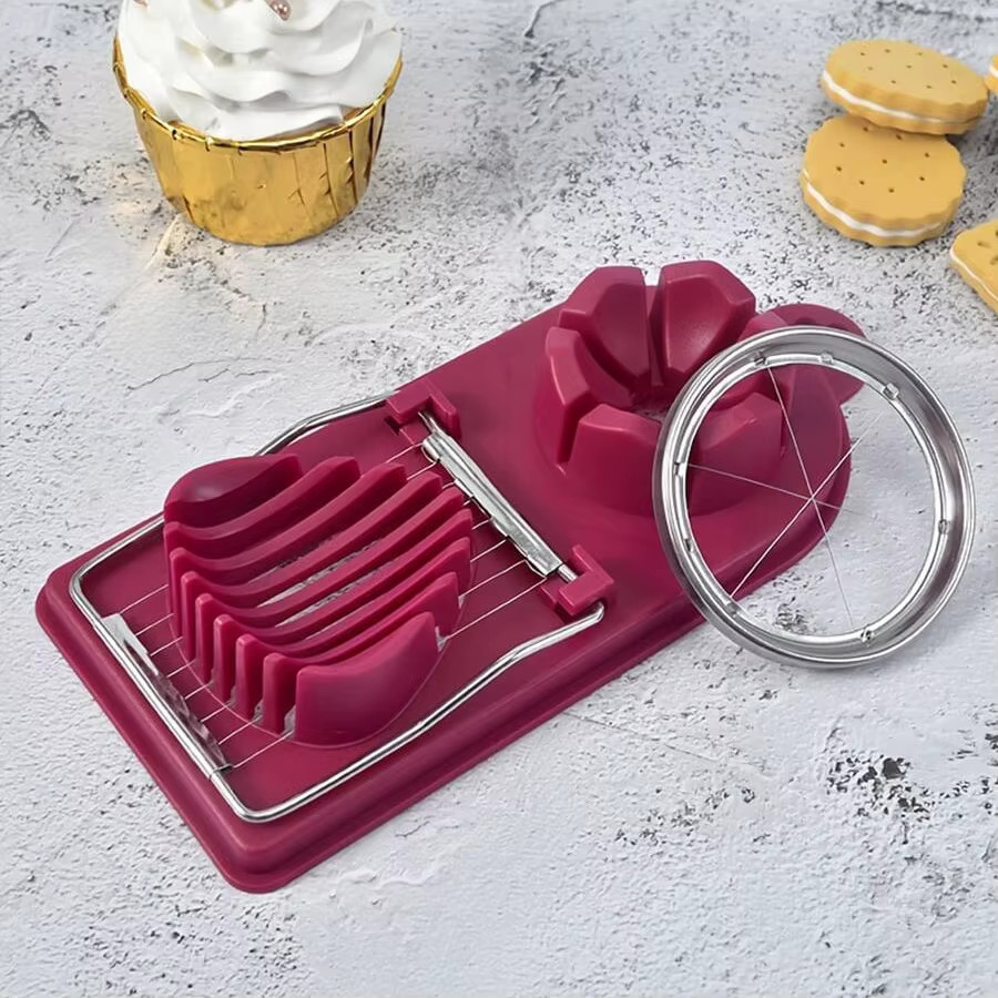 Multifunctional PP Base Egg Cutter 2-In-1 Stainless Steel Wire Pull Egg Cutter f