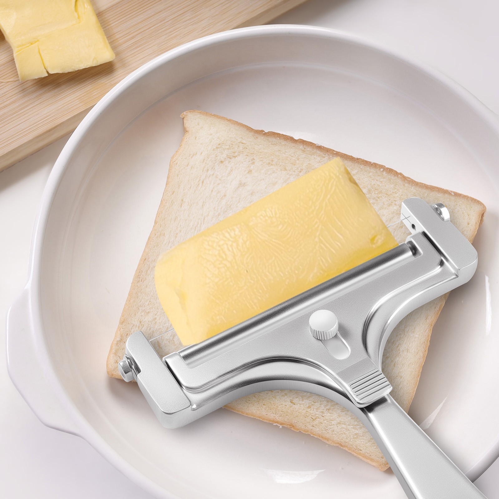 Stainless Steel Cheese Slicer Adjustable Thickness Wire Cheese Cutter Perfectly