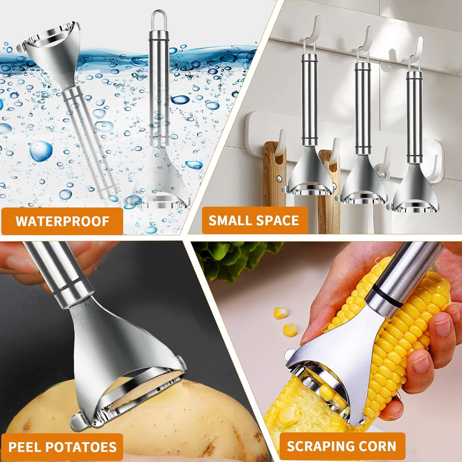 2x Stainless Steel Corn Cob Peeler Stripper Remover Kitchen Cutter Thresher Tool