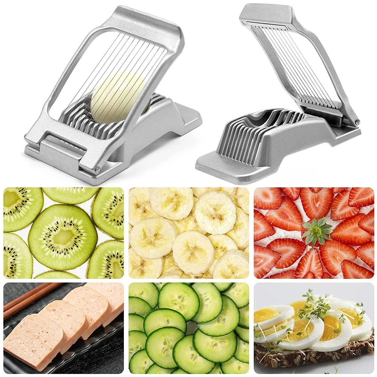 Heavy-Duty Aluminum Egg Slicer – Manual Multipurpose Cutter for Boiled Eggs & So