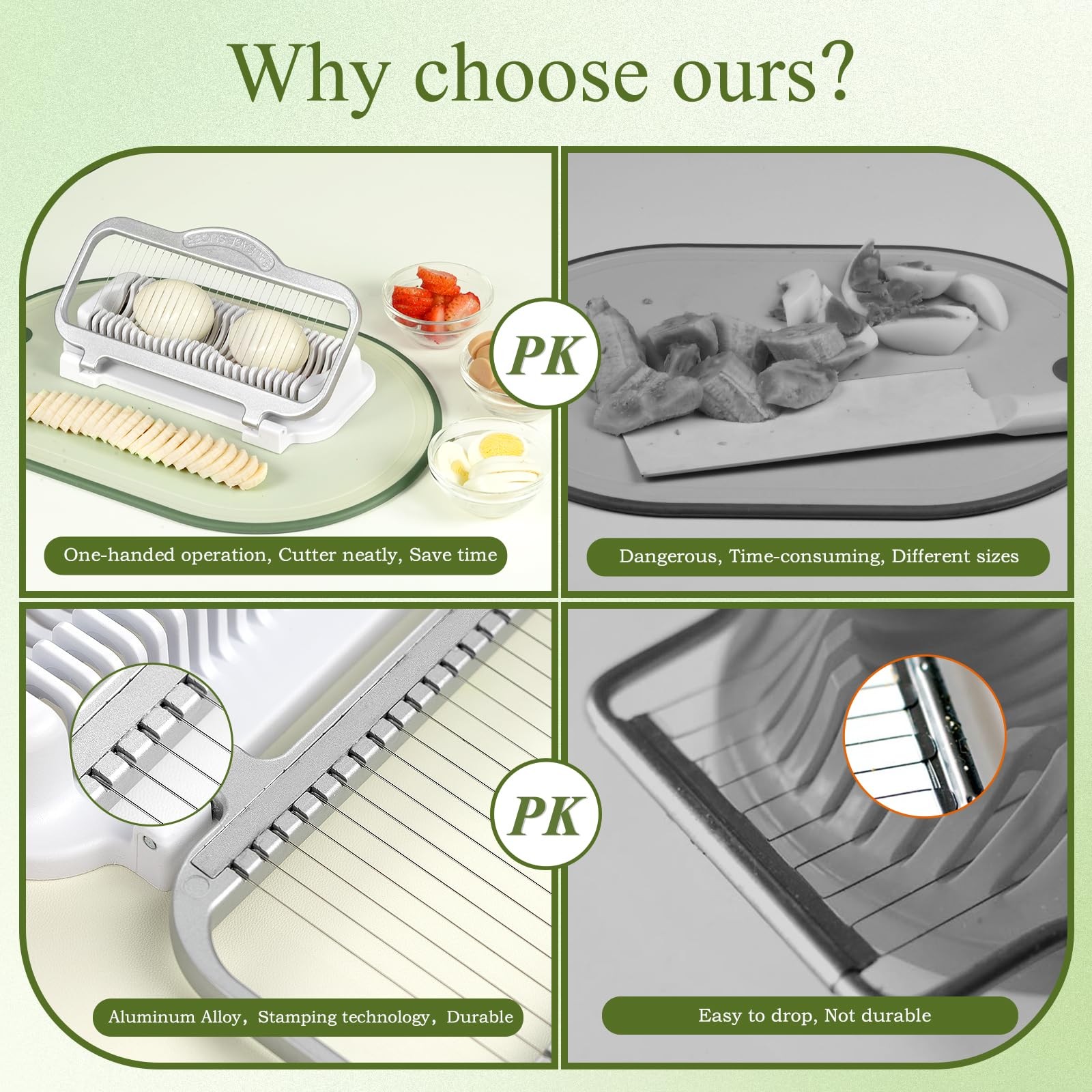 Egg & Banana Slicer for Hard-Boiled Eggs, Fruit, Heavy Duty Aluminum