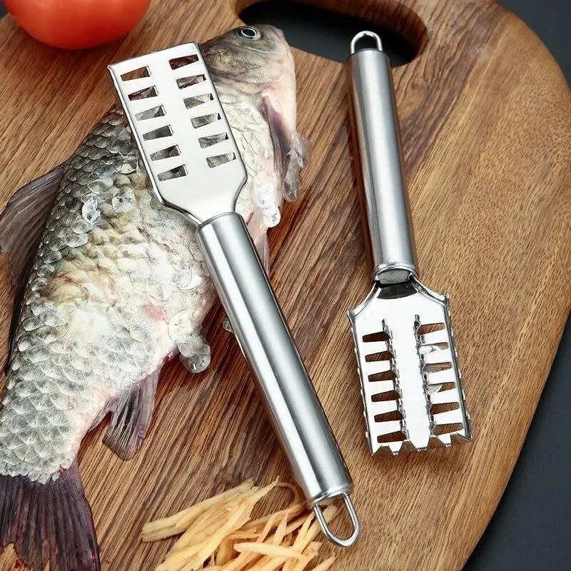 Fish Skin Remover Stainless Steel Scaler Brush Non slip Handle Seafood Tool