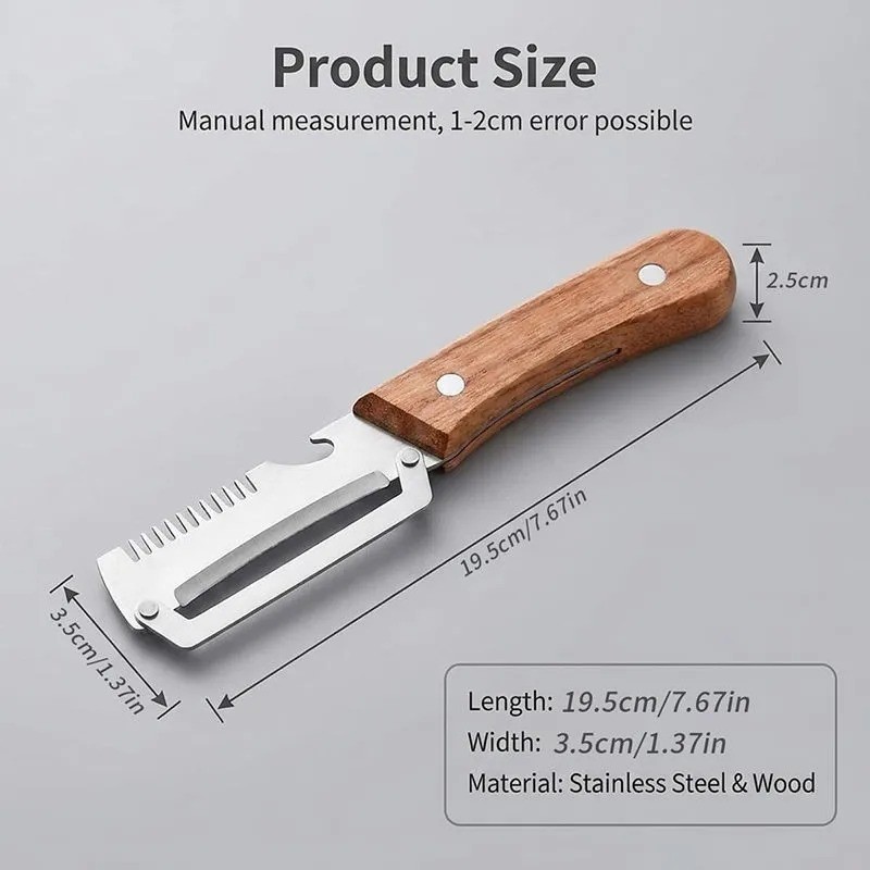 2 PCS 3-in-1 Multifunctional Vegetable Peeler with Wooden HandleJulienne Slicer.