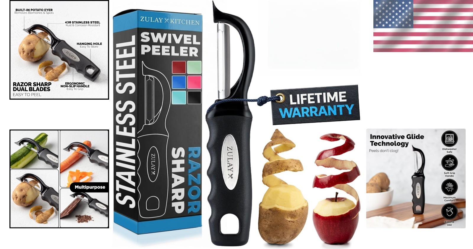 Ergonomic Vegetable Peeler with Dual Razor Sharp Blades for Effortless Peeling