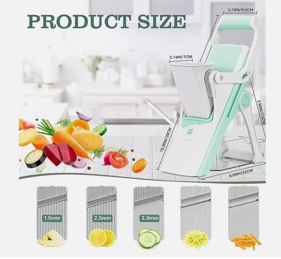 Safe Mandoline Slicer 5 in 1 Vegetable Chopper Food Potato Cutter Adjustable