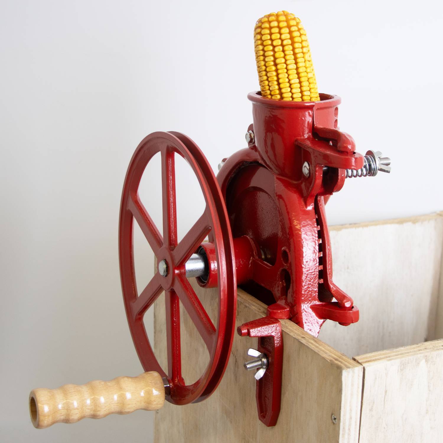 Lehman’s Corn Kernel Sheller, Clamp On Cast Iron Non Electric Walnut Huller, Red