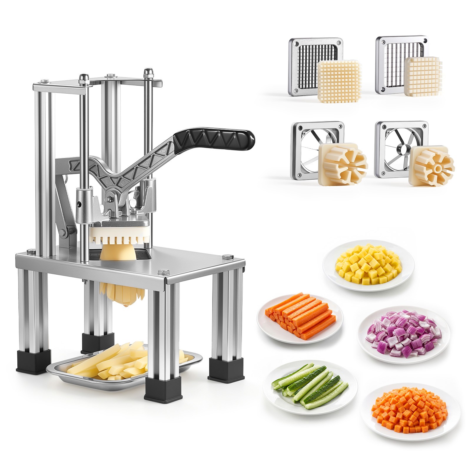 VEVOR French Fry Cutter Commercial Vegetable Chopper with 4 Replacement Blades
