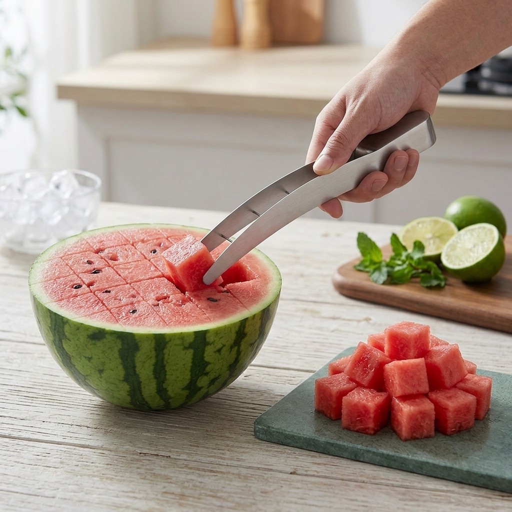 Watermelon Cube Slicer Cutter Stainless Steel Kitchen Fruit Prep Tool