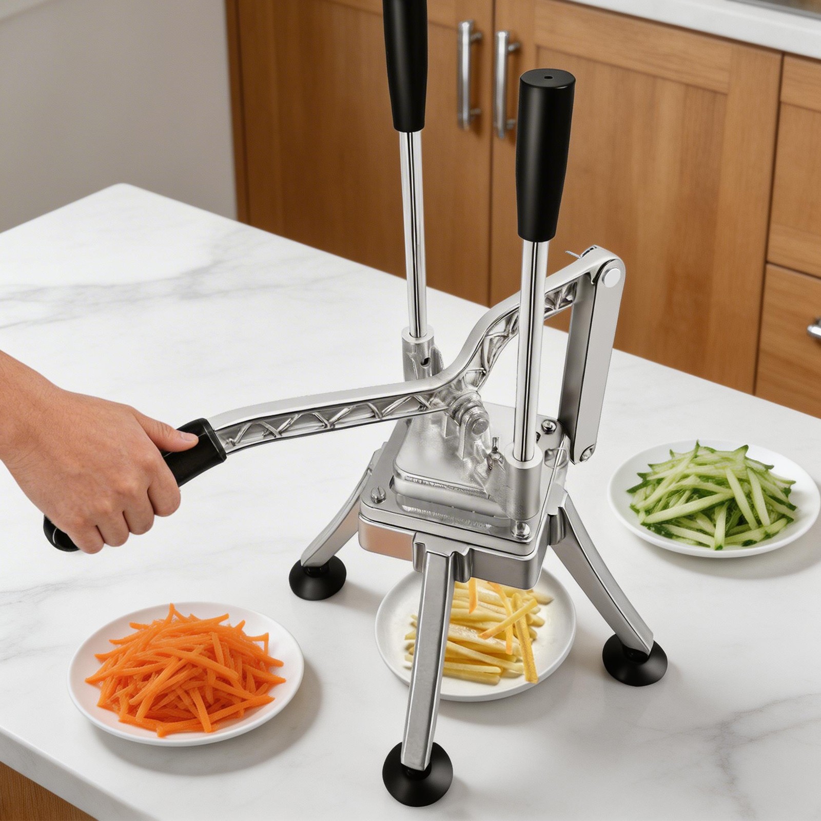 Commercial Vegetable Cutter Fruit Chopper Cutter w 4 Type Blades, Fruit Slicer
