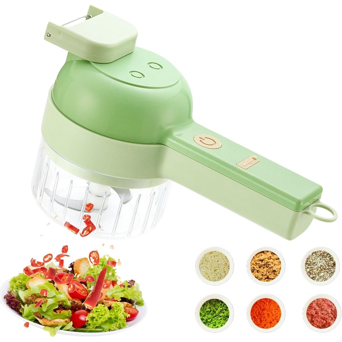 4 in 1 Handheld Electric Vegetable Cutter set UsBCharger Ginger Grinder Machine