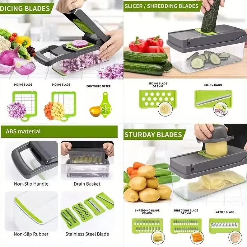 5-in-1 Vegetable Chopper Handheld Slicer Dicer Grater Kitchen Tool